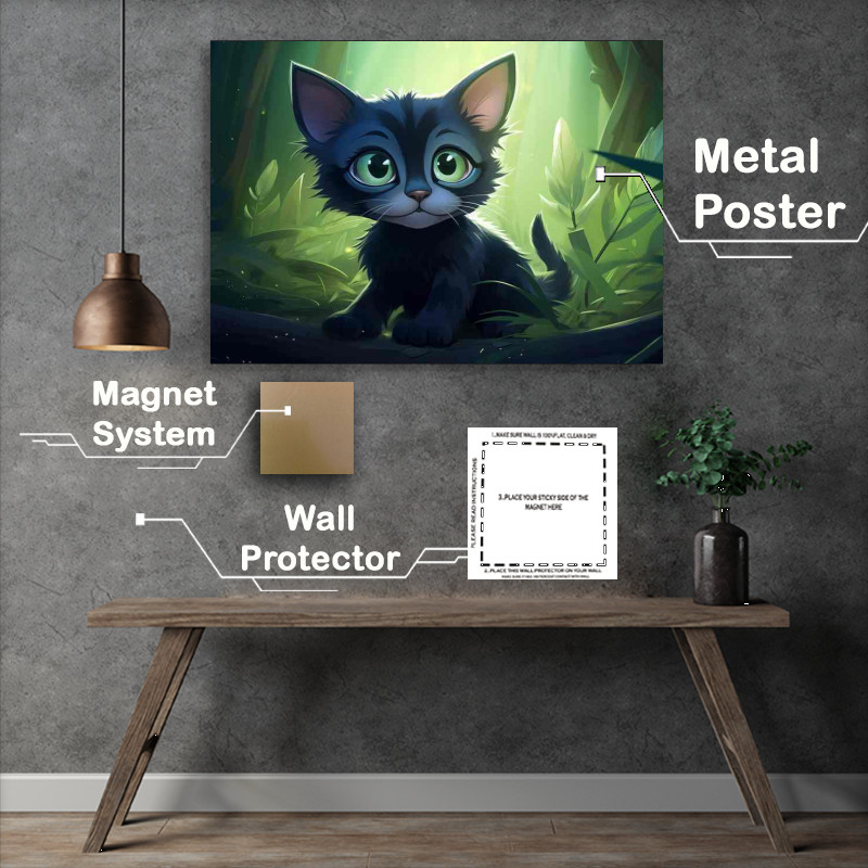 Buy Metal Poster : (Cartoon Kittens Captivating Hearts)