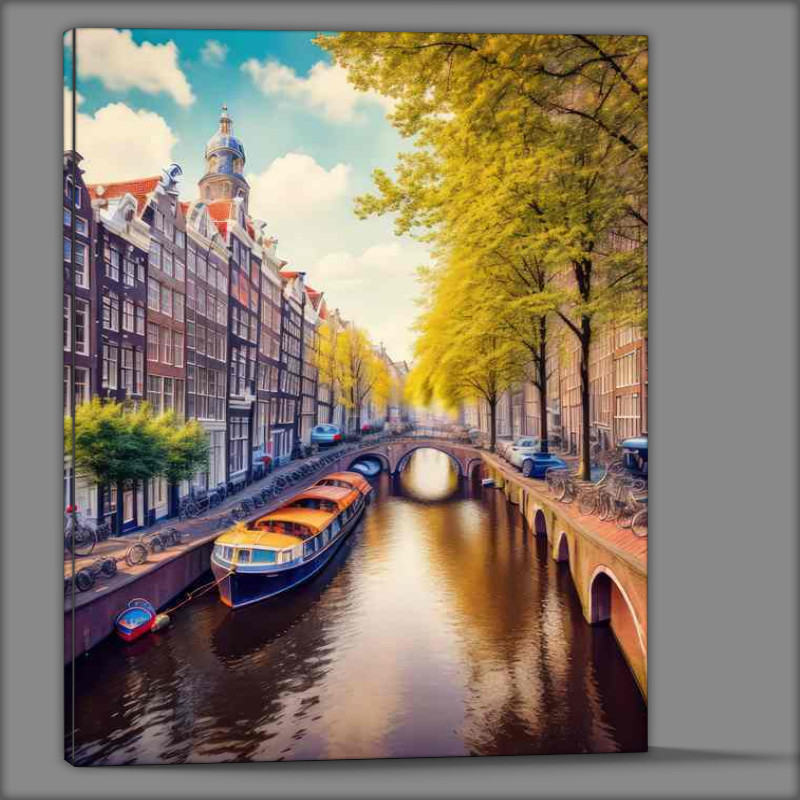 Buy Canvas : (Amsterdam dreams in summer with clouds)