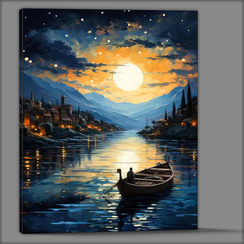 Buy Canvas : (Boat Adrift Cosmic Dreams Overhead Shine mountains)