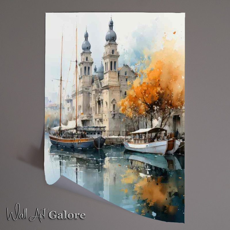 Buy Unframed Poster : (Day Embrace canal reflects Floating boats)