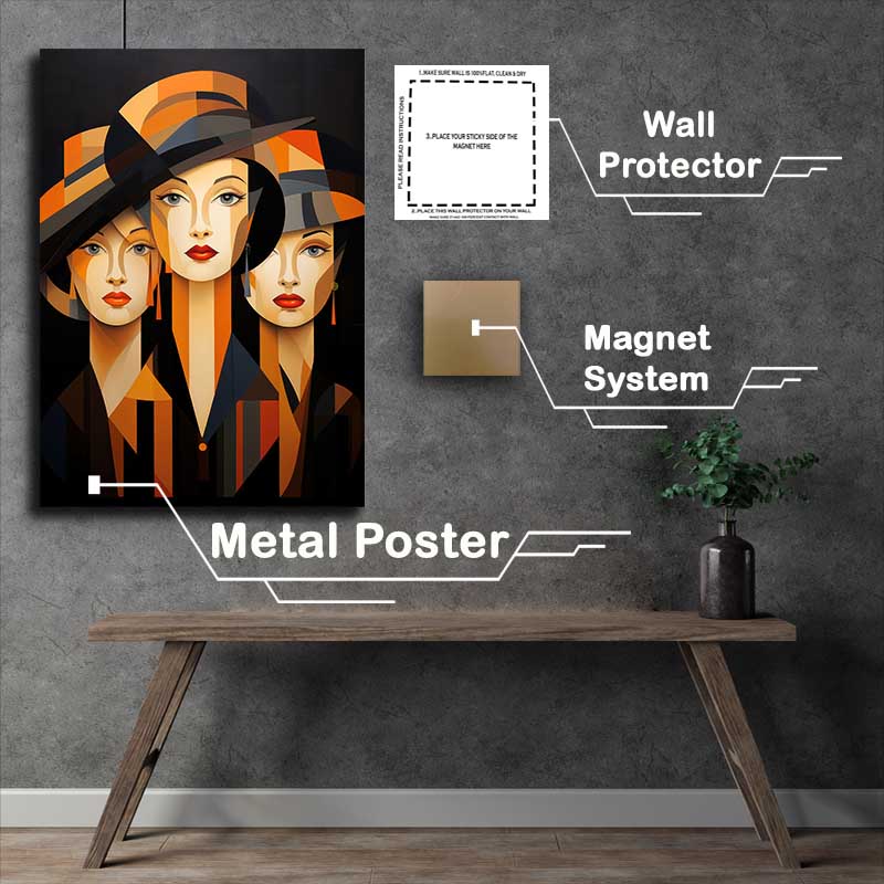 Buy Metal Poster : (Pop Art Phantoms Vibrant Visions ladys faces)