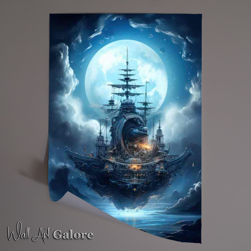 Buy Unframed Poster : (Moons Caress Galleon Sails Fantasy)