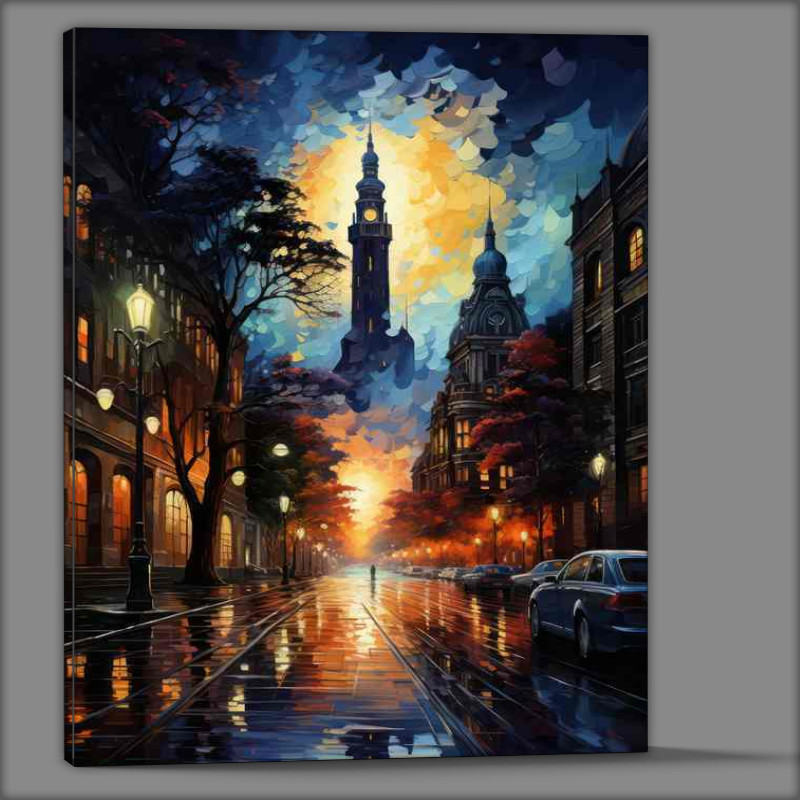 Buy Canvas : (Night Lights Dancing in The Rain)