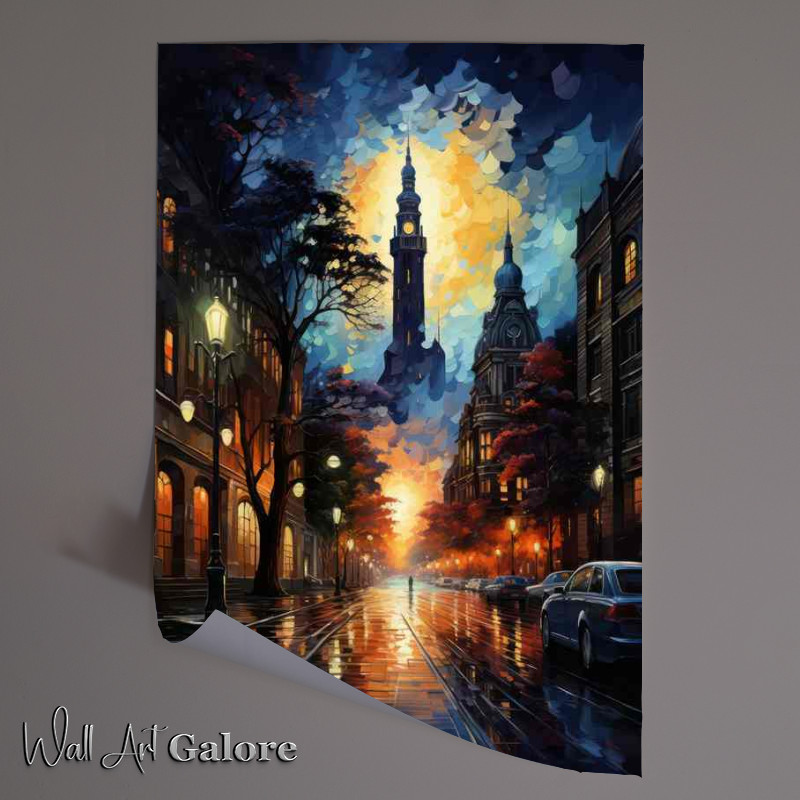 Buy Unframed Poster : (Night Lights Dancing in The Rain)