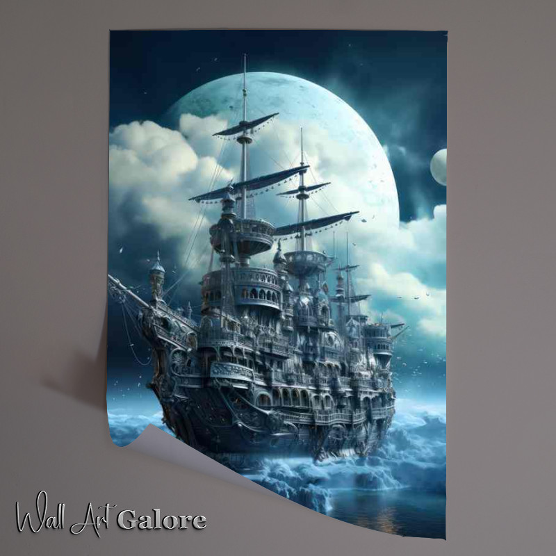 Buy Unframed Poster : (Night Whispers Galleon Adrift Under Stars)