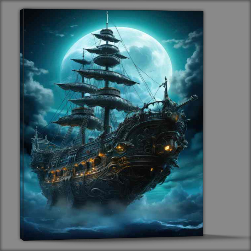 Buy Canvas : (Nights embrace Galleons Moonlit Sea Journey)