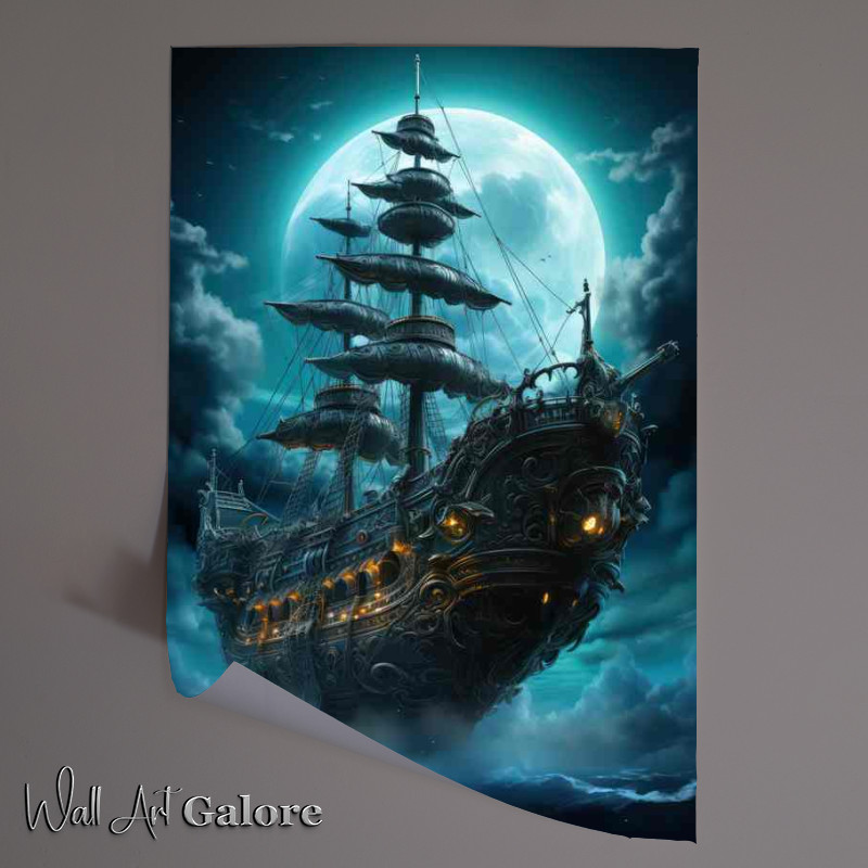 Buy Unframed Poster : (Nights embrace Galleons Moonlit Sea Journey)