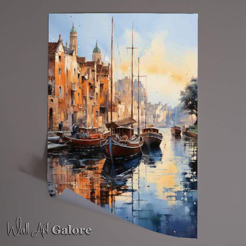 Buy Unframed Poster : (Shimmering Waters Daytime Dance Of Boats)