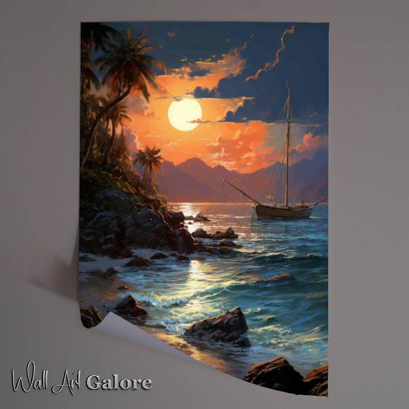 Buy Unframed Poster : (Shoreline Whispers Boats Amidst Beachs Lull)