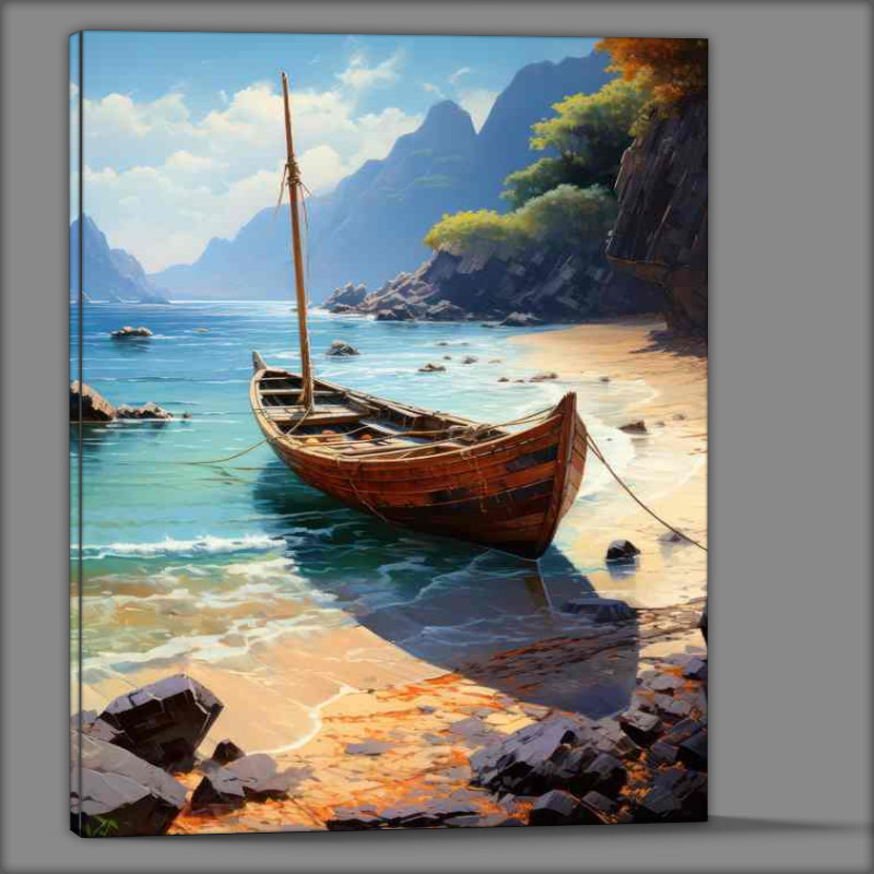 Buy Canvas : (Small Boats Dream Serene Waters Edge)