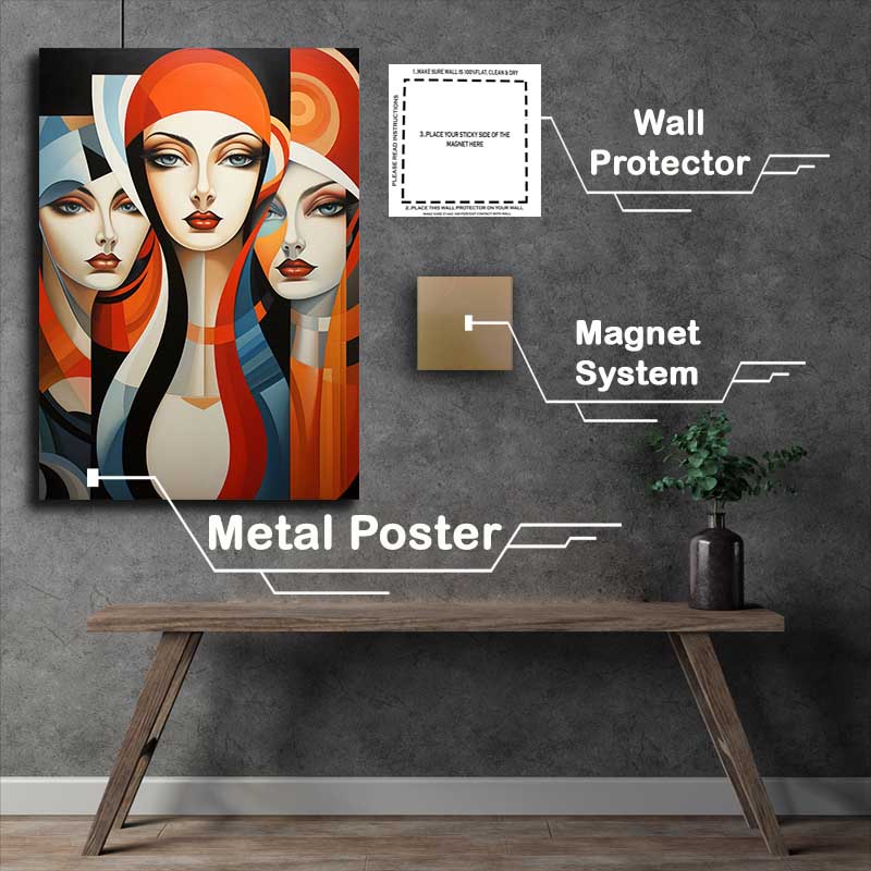Buy Metal Poster : (Pop Art Phantoms womens faces)