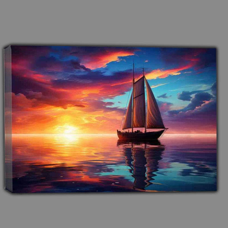 Buy Canvas : (Dreamy Ocean Canvas Sailboats Evening Drift)