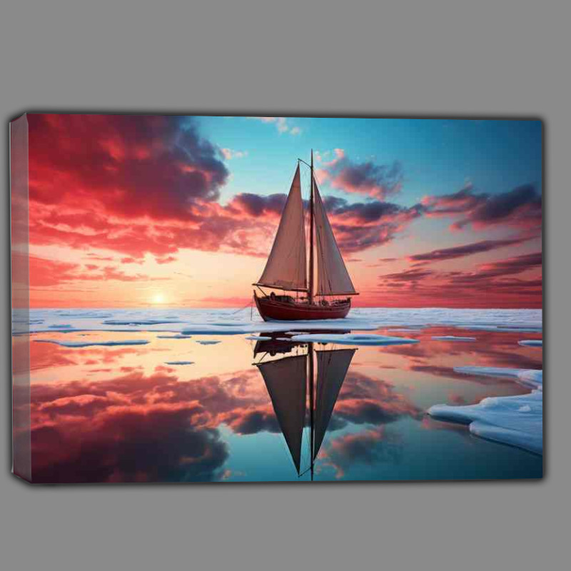 Buy Canvas : (Elegant Yacht Dancing On Crystal water)