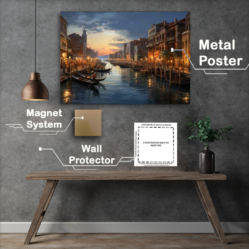 Buy Metal Poster : (Evening Glow Grand Canal's Sunset Serenade)
