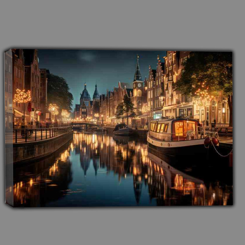 Buy Canvas : (Glistening Canals Citys Night Lights Serenade)