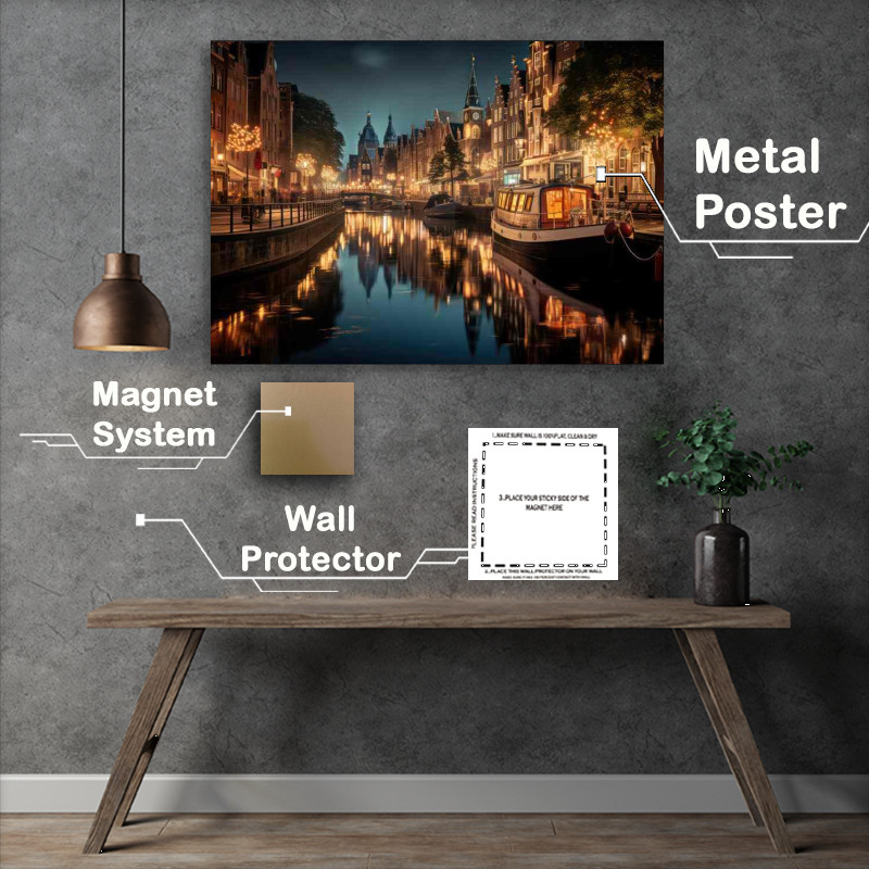 Buy Metal Poster : (Glistening Canals Citys Night Lights Serenade)