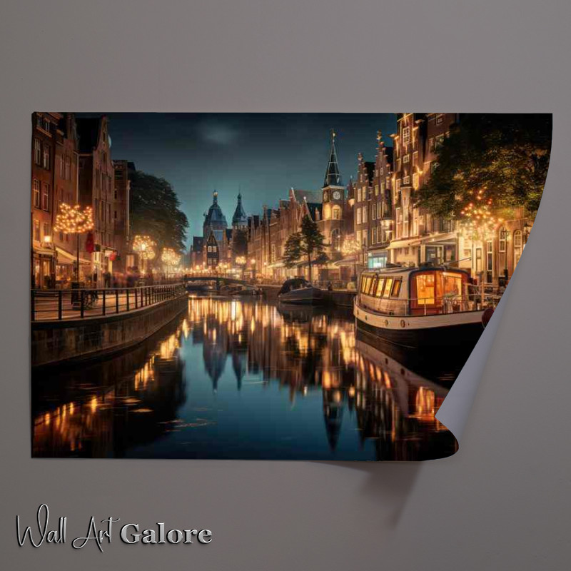 Buy Unframed Poster : (Glistening Canals Citys Night Lights Serenade)