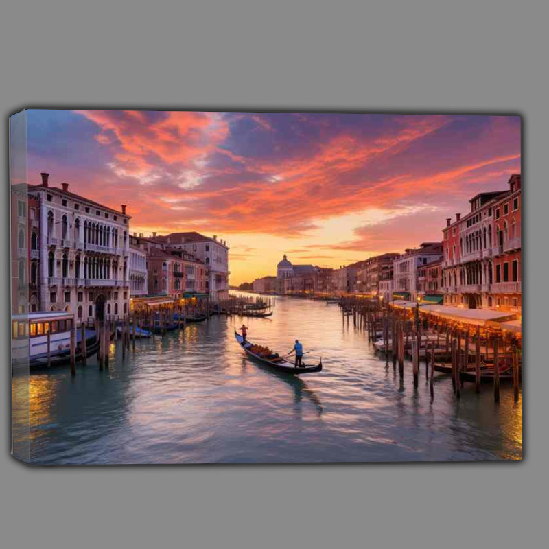 Buy Canvas : (Golden Moments Grand Canal Sunset Reflections)