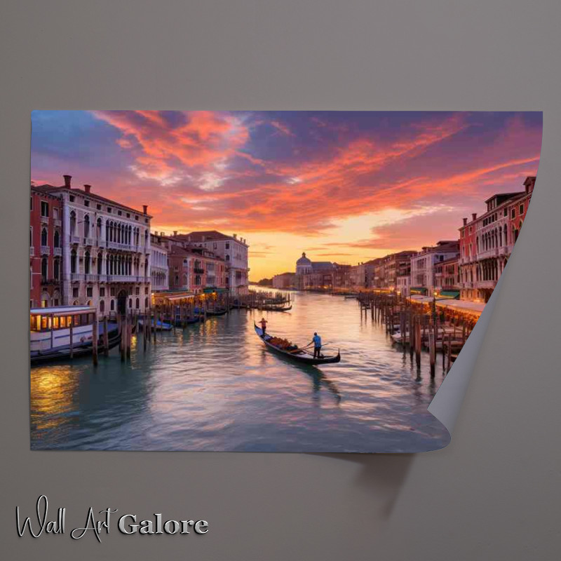 Buy Unframed Poster : (Golden Moments Grand Canal Sunset Reflections)