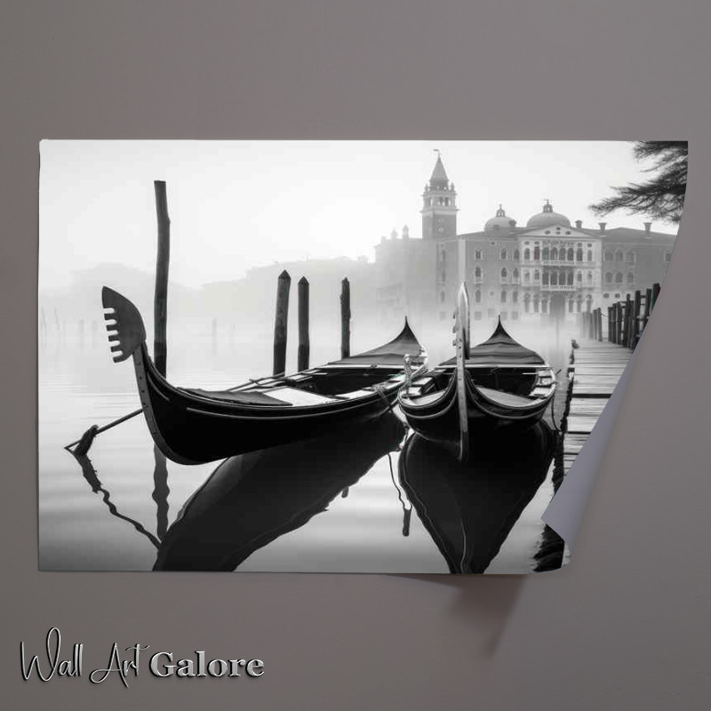 Buy Unframed Poster : (Gondola Magic Venice In Monochrome)