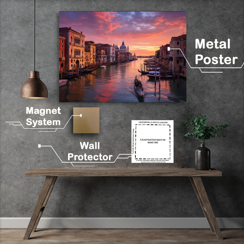 Buy Metal Poster : (Grand Canal Tranquility Sunsets Gentle Caress)