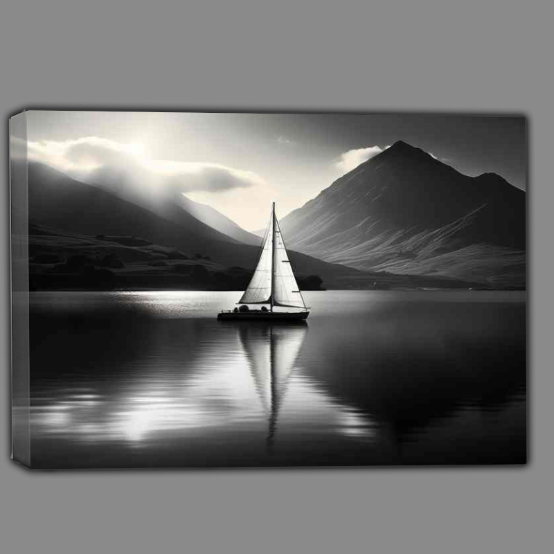 Buy Canvas : (Majestic Yacht Silhouette At Twilights Glow)