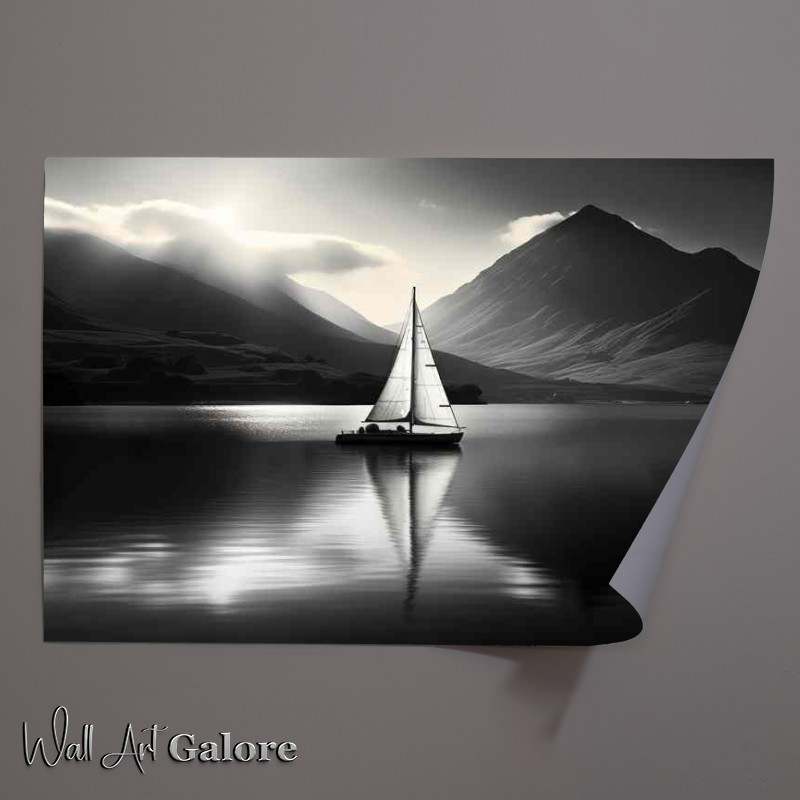 Buy Unframed Poster : (Majestic Yacht Silhouette At Twilights Glow)