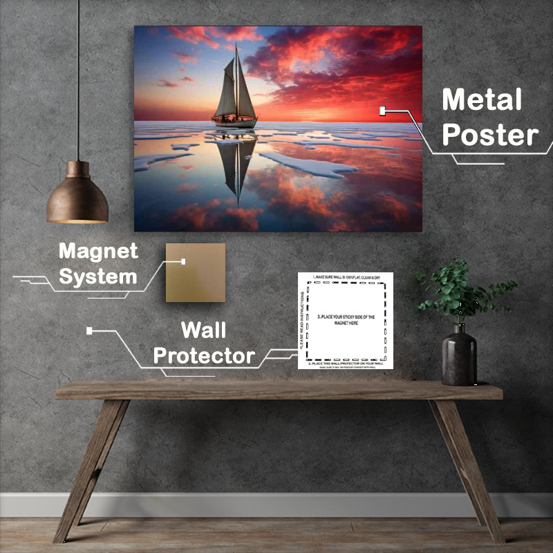 Buy Metal Poster : (Sailboats Gentle Sway Seascapes Dreamy Palette)