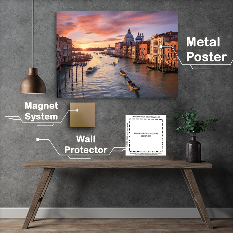 Buy Metal Poster : (Serene Waters Grand Canal Sunset Symphony)