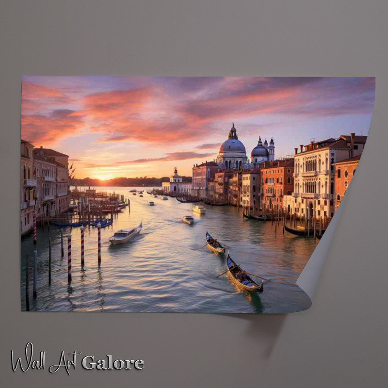 Buy Unframed Poster : (Serene Waters Grand Canal Sunset Symphony)