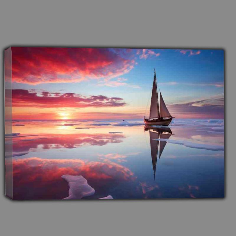 Buy Canvas : (Sunset Serenade Yachts Oceanic Journey)