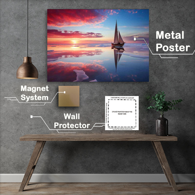 Buy Metal Poster : (Sunset Serenade Yachts Oceanic Journey)