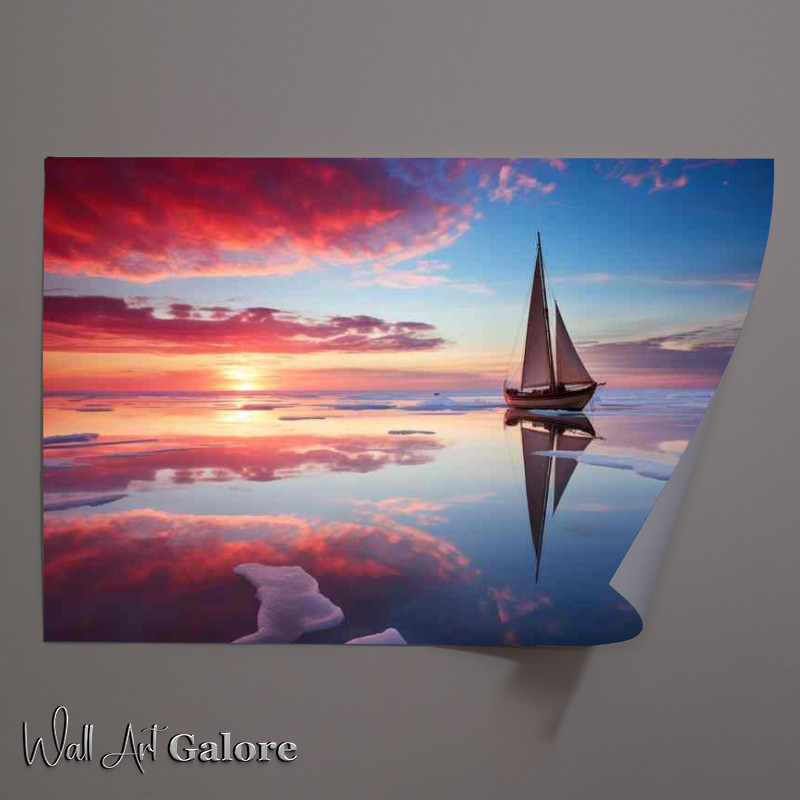 Buy Unframed Poster : (Sunset Serenade Yachts Oceanic Journey)