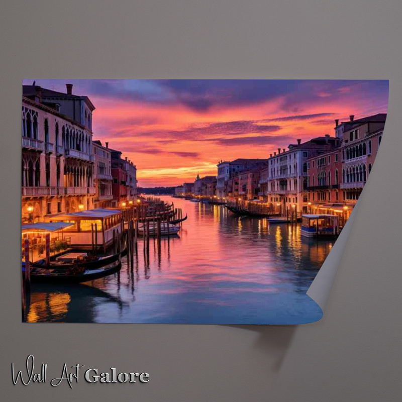 Buy Unframed Poster : (Sunset Serenity Grand Canals Evening Bliss)