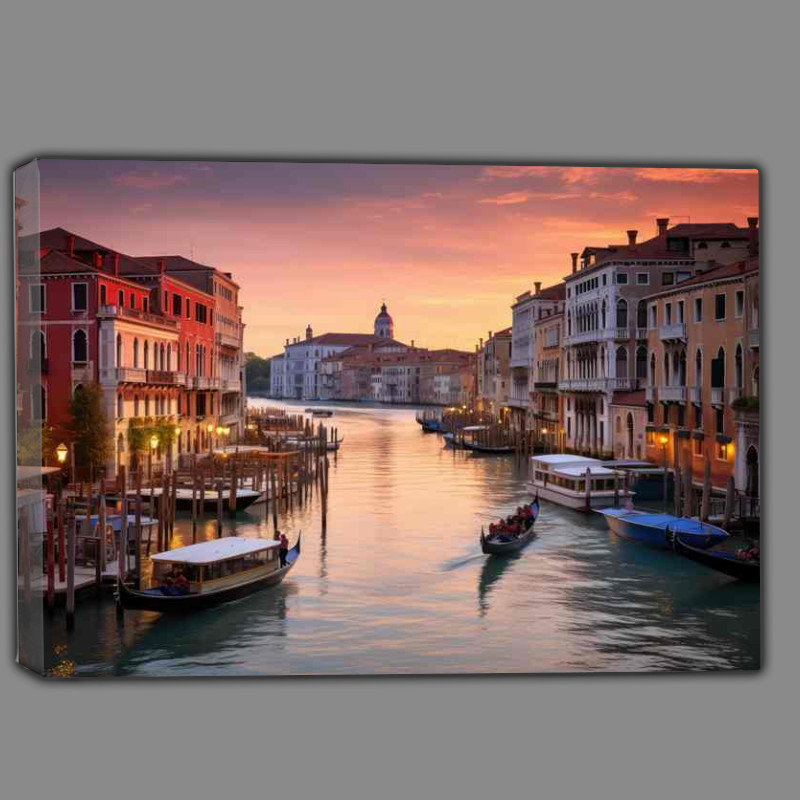 Buy Canvas : (Sunset canal whispers gentle idyllic dreams)