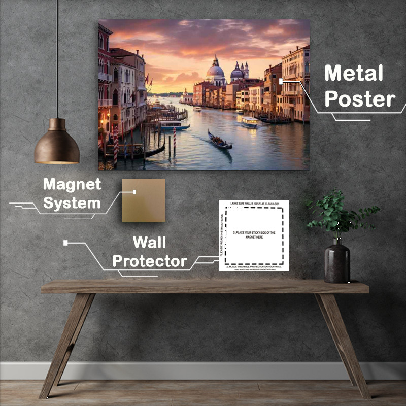 Buy Metal Poster : (Twilight Tapestry Grand Canals Golden Hour)