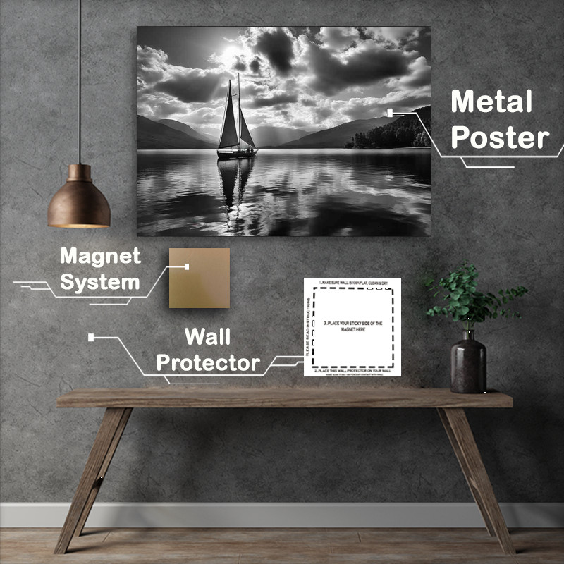 Buy Metal Poster : (Twilights Embrace Of Yachts Silhouette)