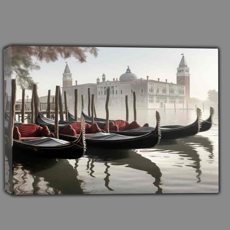 Buy Canvas : (Venice Dreams Gondola On Quiet Water)