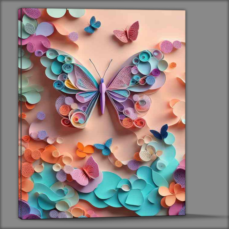 Buy Canvas : (A Symphony of Flowers and Animal Imagery Butterflies)