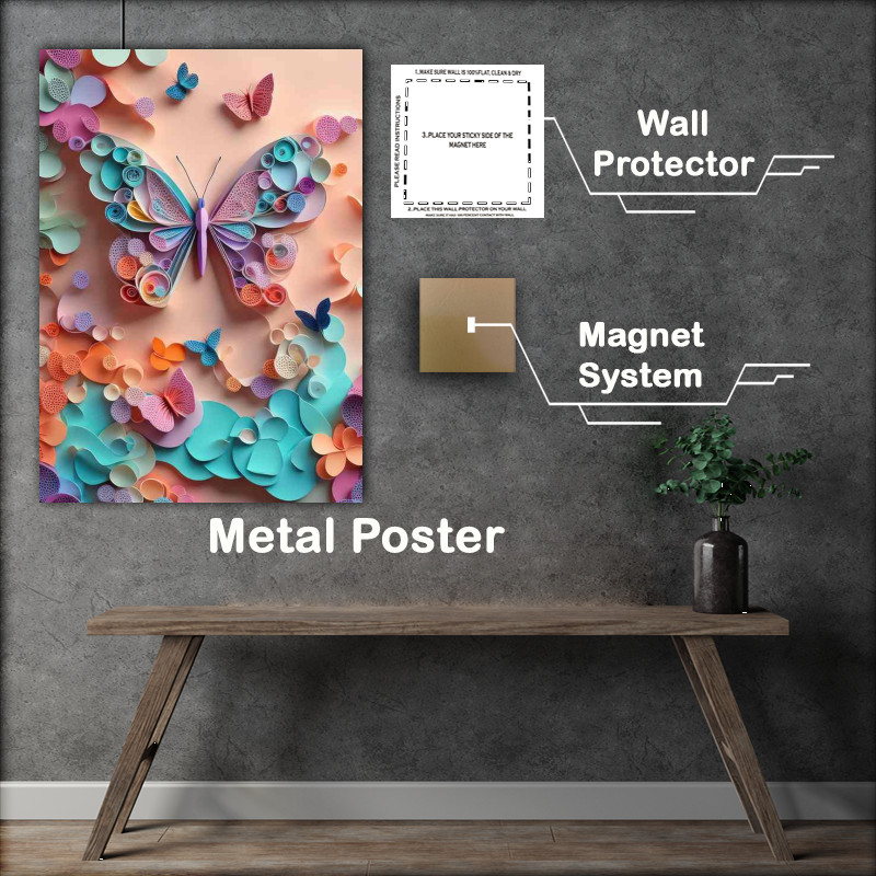 Buy Metal Poster : (A Symphony of Flowers and Animal Imagery Butterflies)