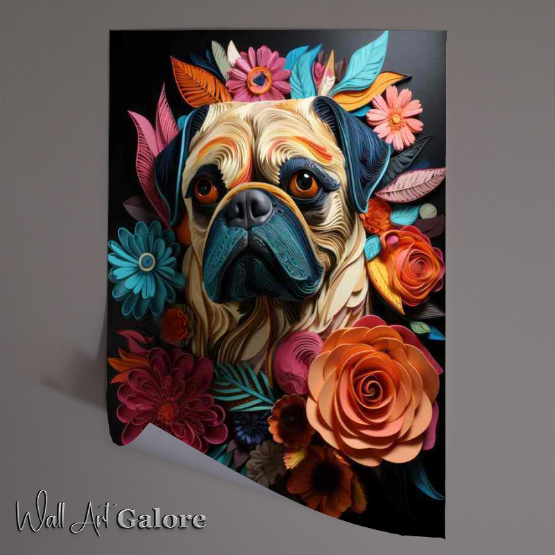 Buy Unframed Poster : (Artistic Creations of Paul The Pug Flowers and Animals)
