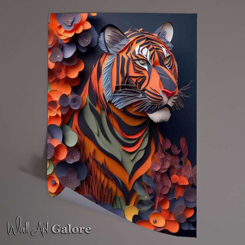 Buy Unframed Poster : (Blooming Tales Art Inspired Tiger In Flowers)