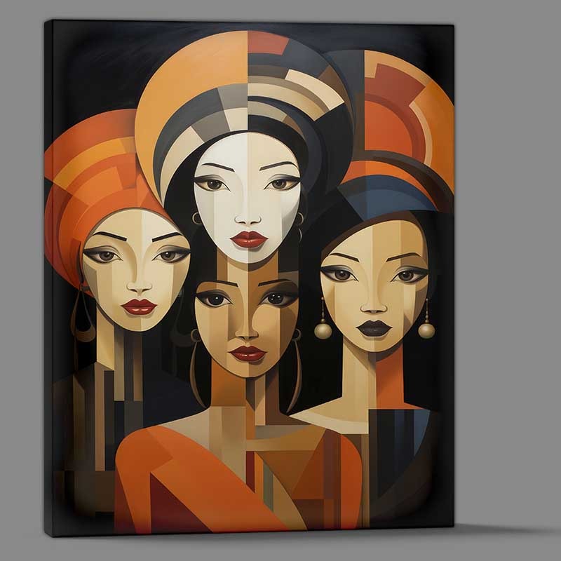 Buy Canvas : (Quirky Color Collage women with different faces)
