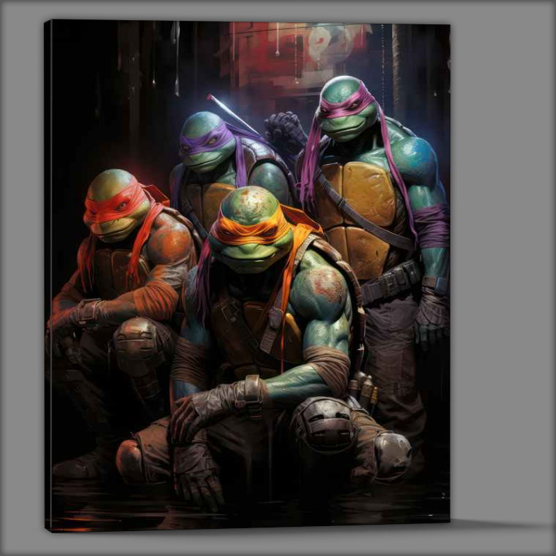 Buy Canvas : (Teenage mutant ninja turtles in a city waiting for pizza)