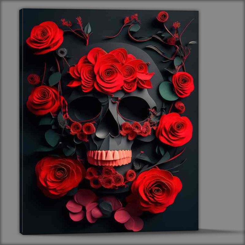 Buy Canvas : (Dimensional Delicacy Roses Skull Art)