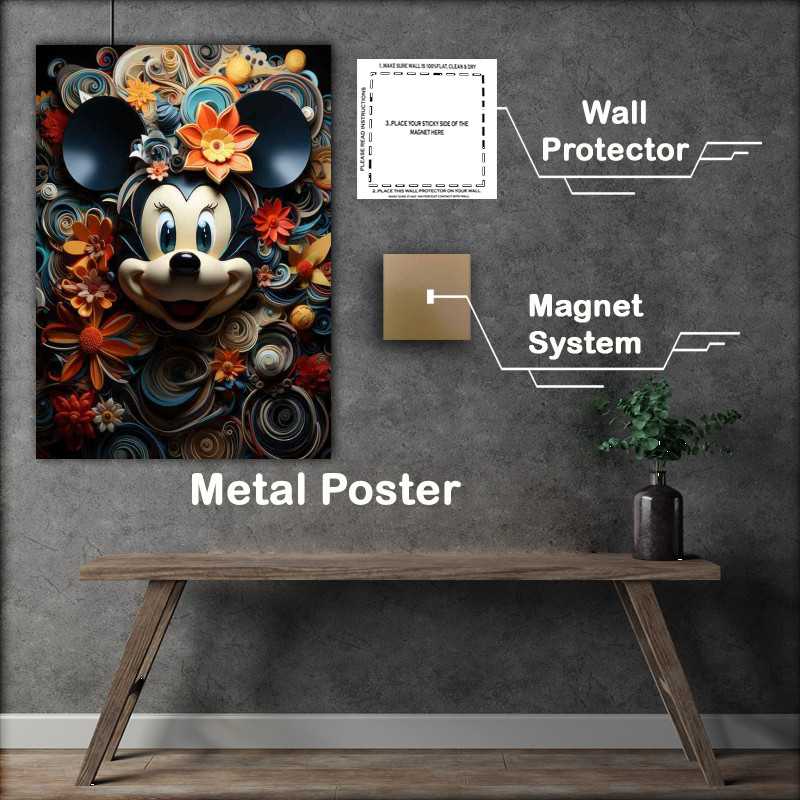Buy Metal Poster : (Floral Wonderland Artistic Mandy The Mouse and Blooms)