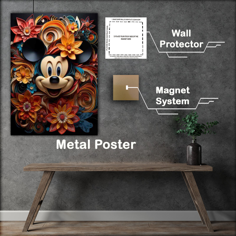 Buy Metal Poster : (Floral and Mike The Mouse Animal Artistry)