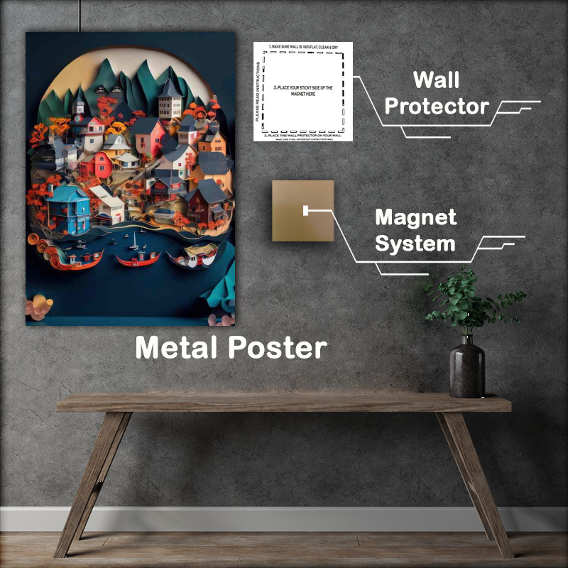 Buy Metal Poster : (Riverside Radiance Cities Where Water Meets Urban Life)