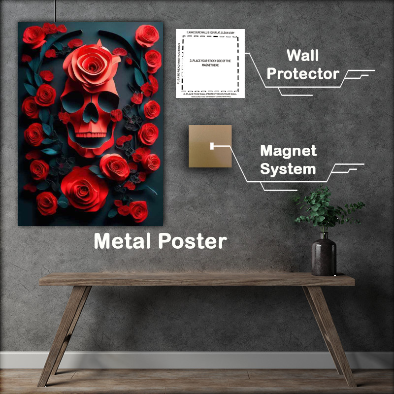 Buy Metal Poster : (Sculpting Shadows Roses And Skulls)