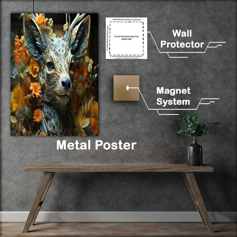 Buy Metal Poster : (The Art of Nature Captivating Floral and Deer Imagery)